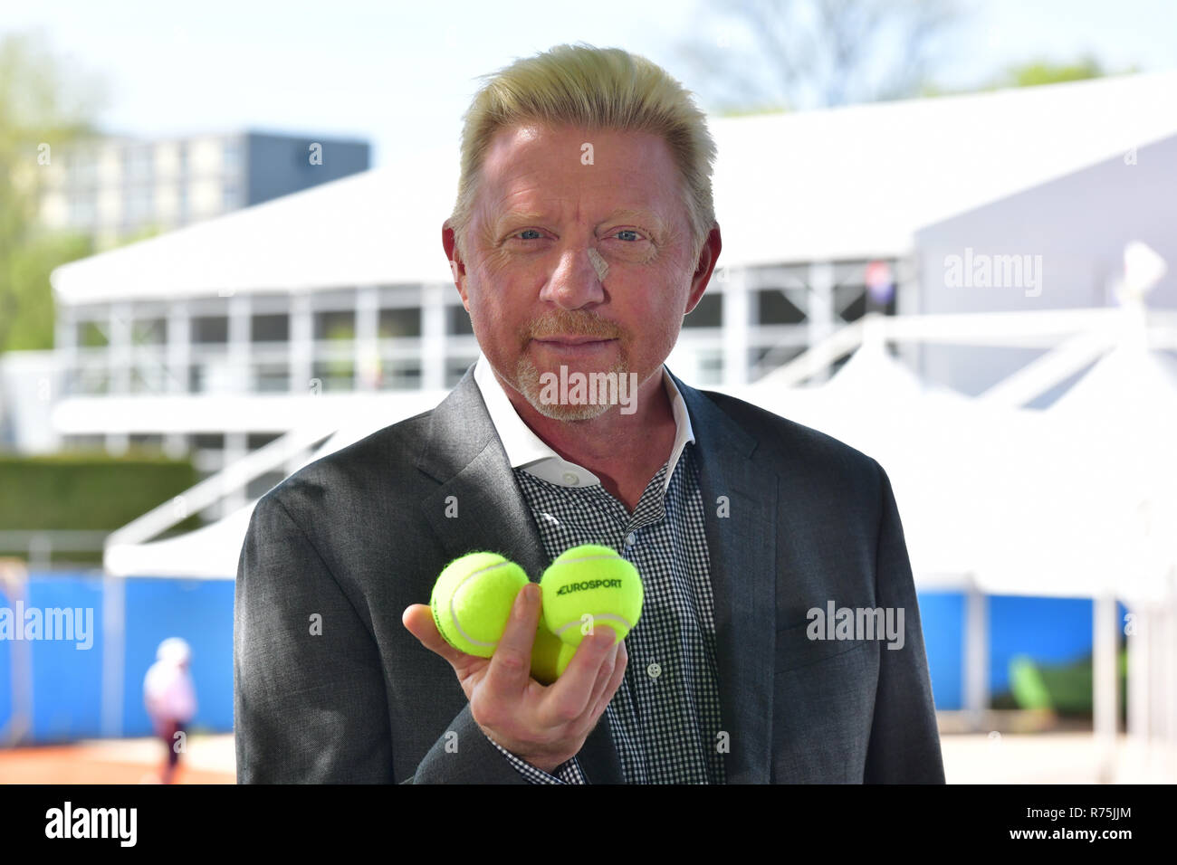 München, Deutschland. 20 Apr, 2018. Der ehemalige Tennisstar Boris Becker nimmt an einer Pressekonferenz der Eurosport-Kanal. Becker hat seinen Vertrag verlängert und wird weiterhin als Eurosport Co - Kommentator zu arbeiten. Credit: Peter Kneffel/dpa | Verwendung weltweit/dpa/Alamy leben Nachrichten Stockfoto