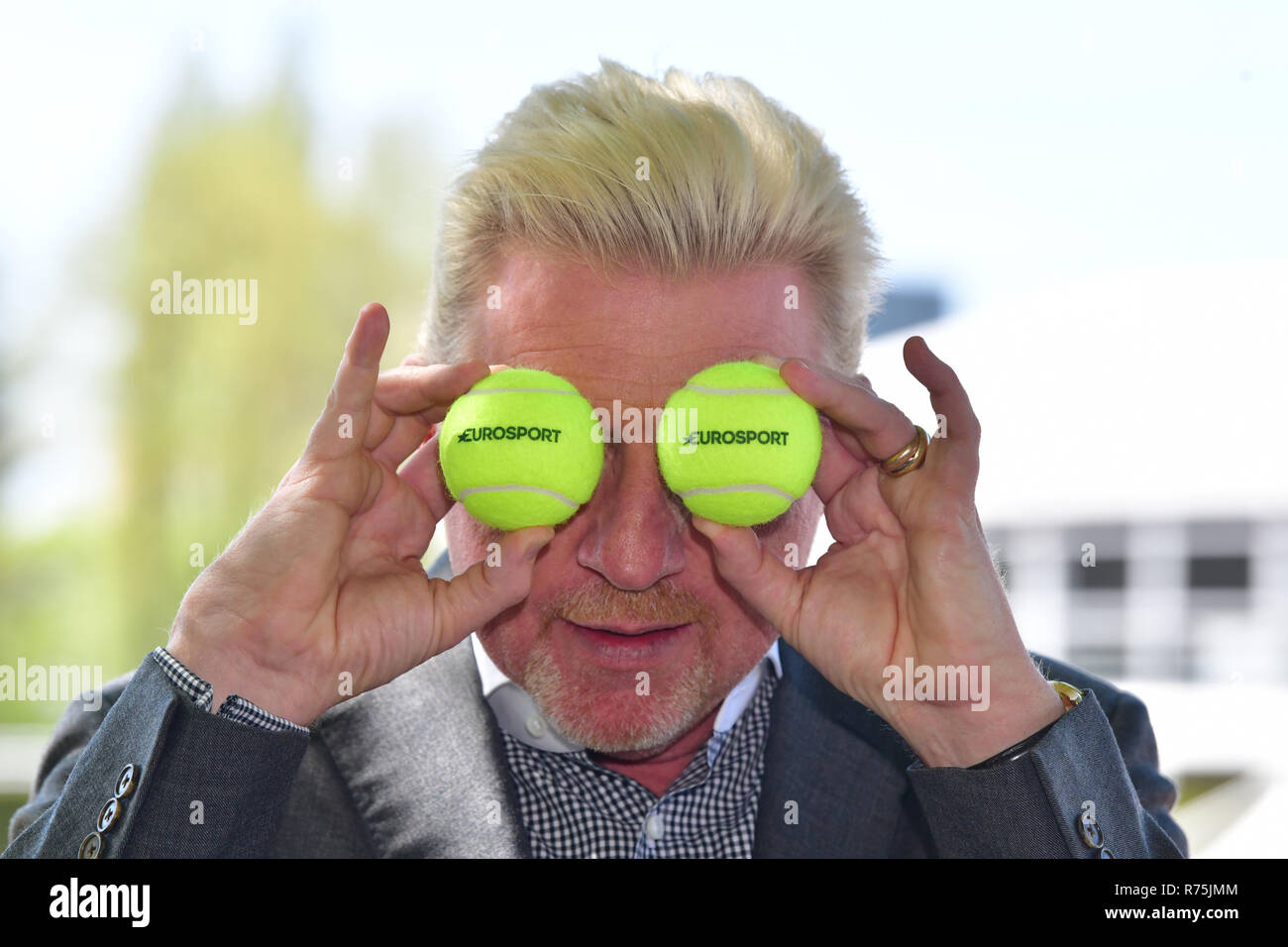 München, Deutschland. 20 Apr, 2018. Der ehemalige Tennisstar Boris Becker nimmt an einer Pressekonferenz der Eurosport-Kanal. Becker hat seinen Vertrag verlängert und wird weiterhin als Eurosport Co - Kommentator zu arbeiten. Credit: Peter Kneffel/dpa | Verwendung weltweit/dpa/Alamy leben Nachrichten Stockfoto