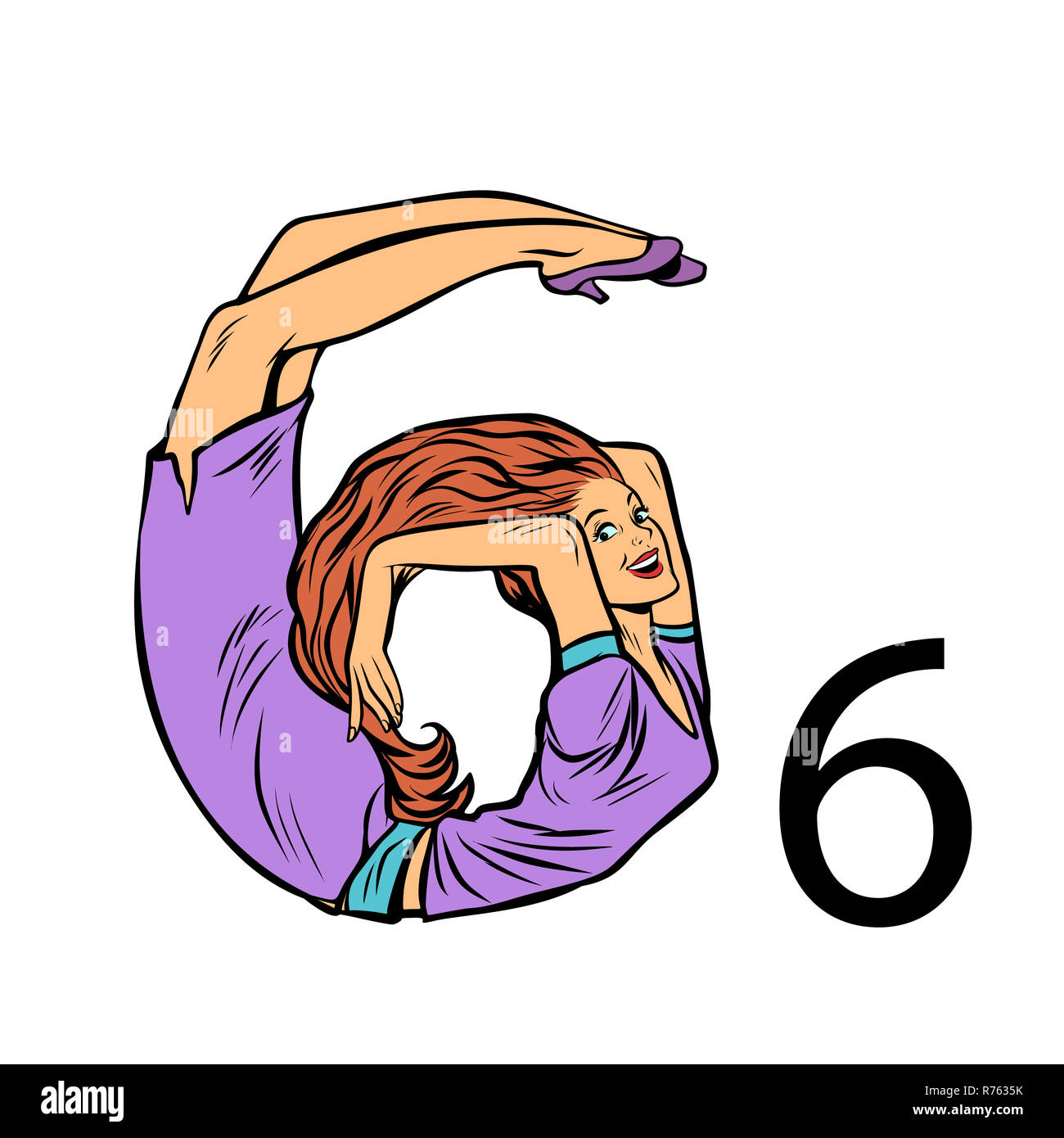 Nummer 6 6. Geschäftsleute silhouette Alphabet Stockfoto