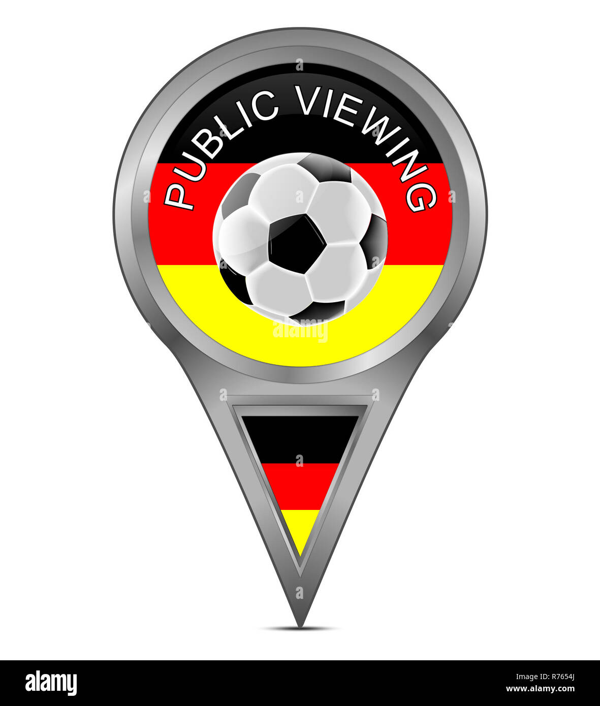 Kartenzeiger mit Public Viewing auf deutsche Flagge - 3D-Darstellung Stockfoto