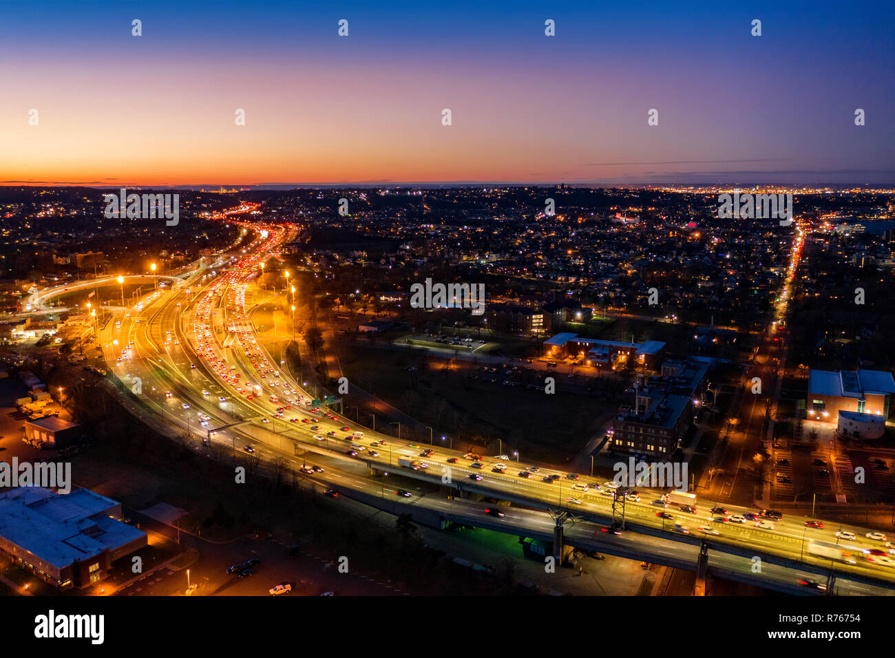 Luftaufnahme von Staten Island Expressway Stockfoto