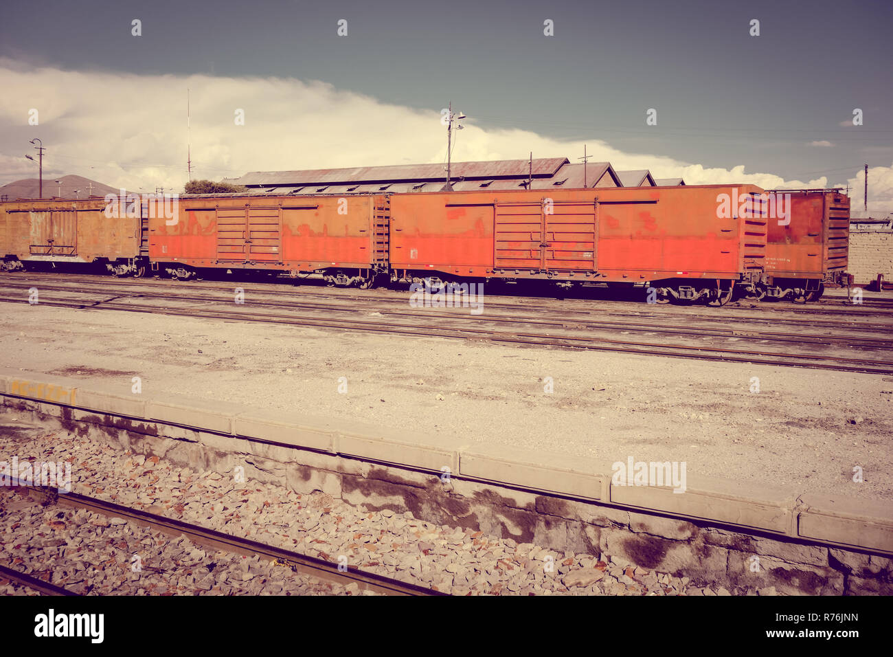 Bahnhof in Uyuni, Bolivien Stockfoto