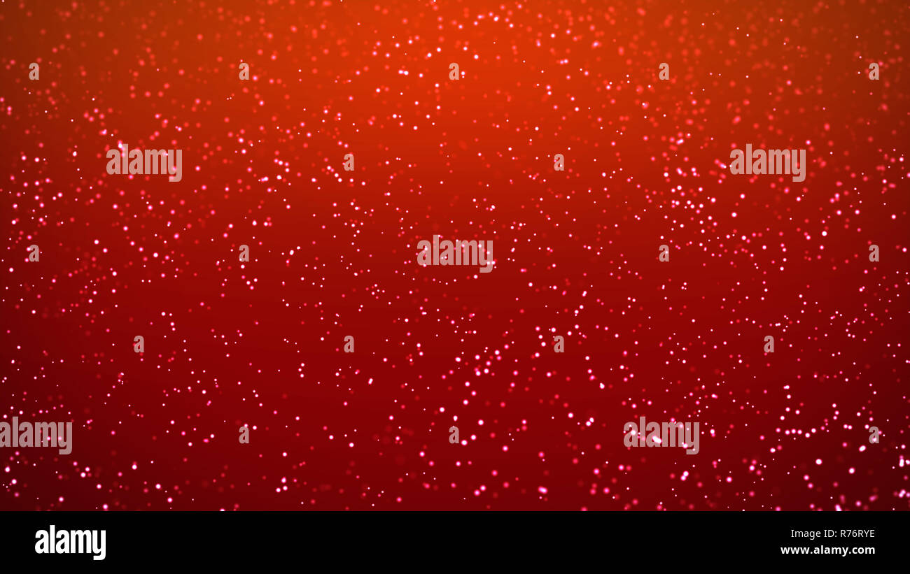Rot weißen Schnee fallen glitter Partikeln Computer erzeugte Unschärfe Hintergrund Stockfoto
