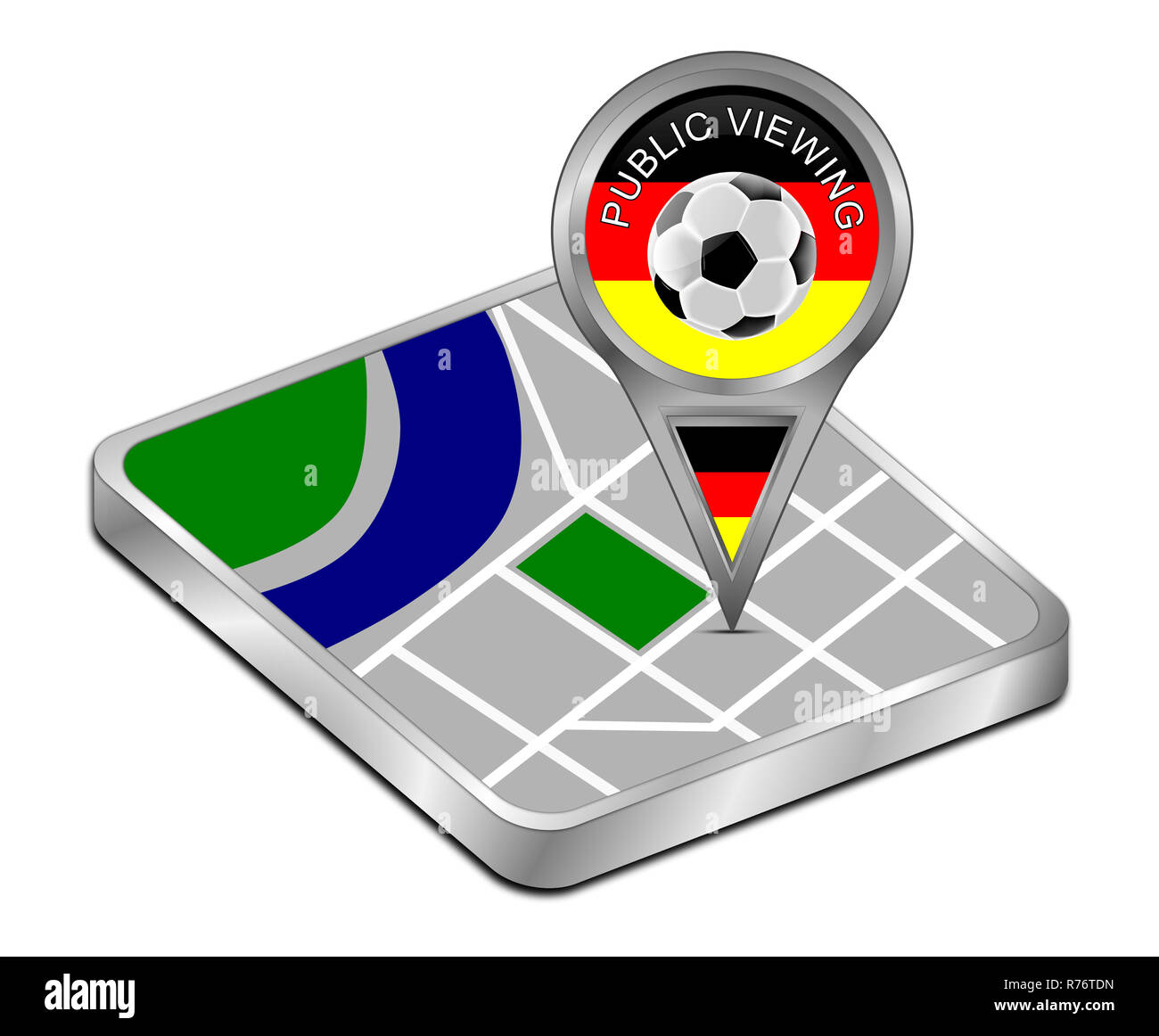 Dekorative Karte Zeiger mit Public Viewing - 3D-Darstellung Stockfoto