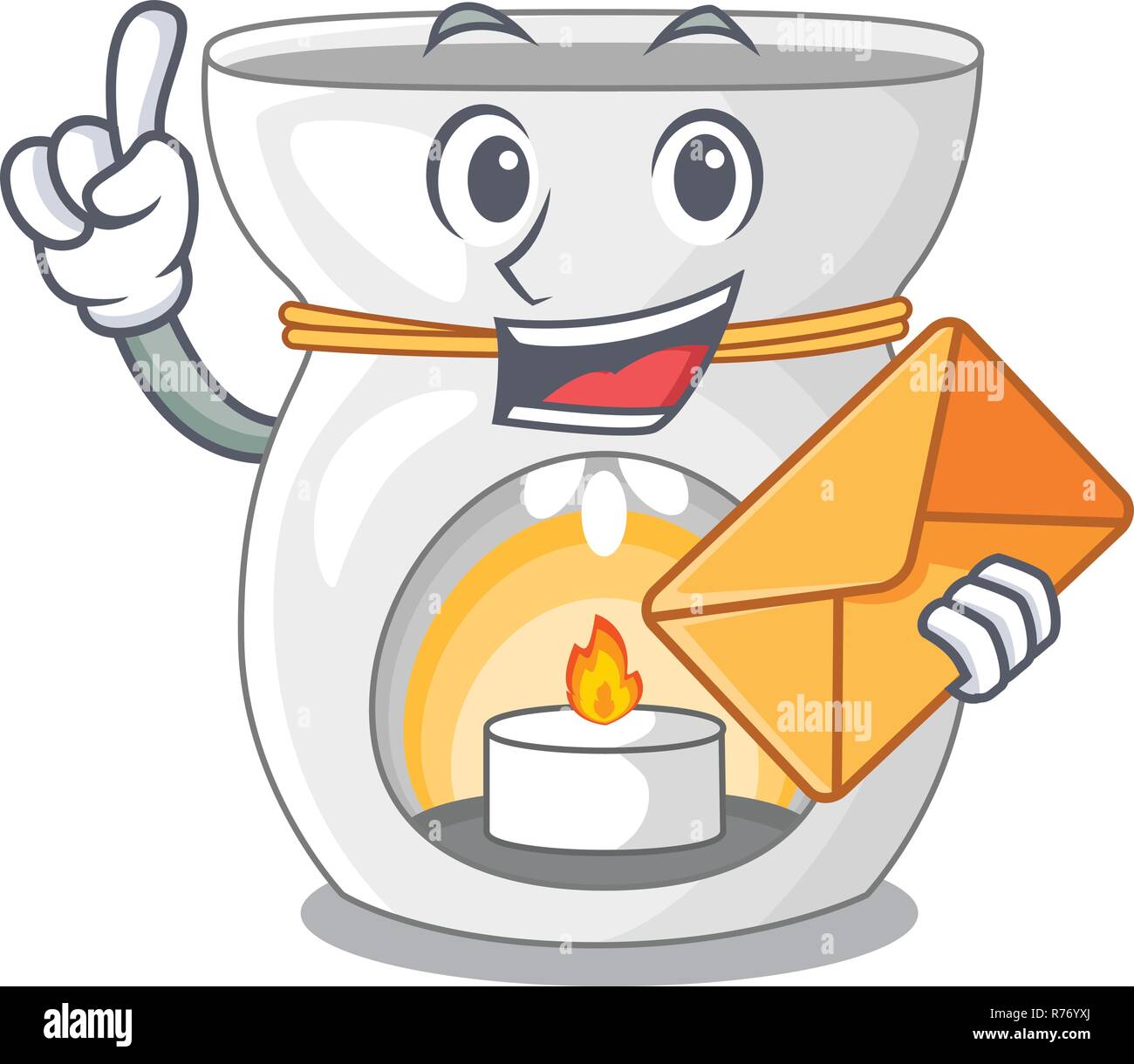 Mit Umschlag Therapie Aromalampe und Kerze Charakter Vector Illustration Stock Vektor