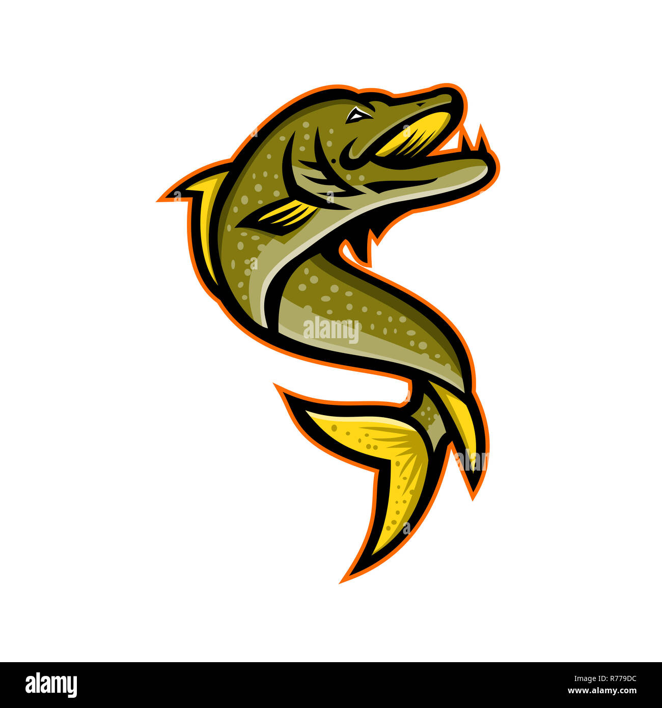 Hecht Sport Maskottchen Stockfoto