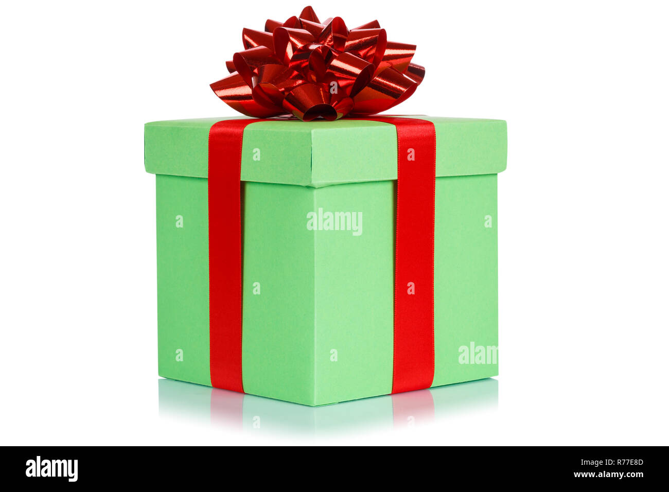 Geschenk Geschenk Weihnachten Geburtstag Hochzeit wünschen light green box auf weißem Hintergrund Stockfoto