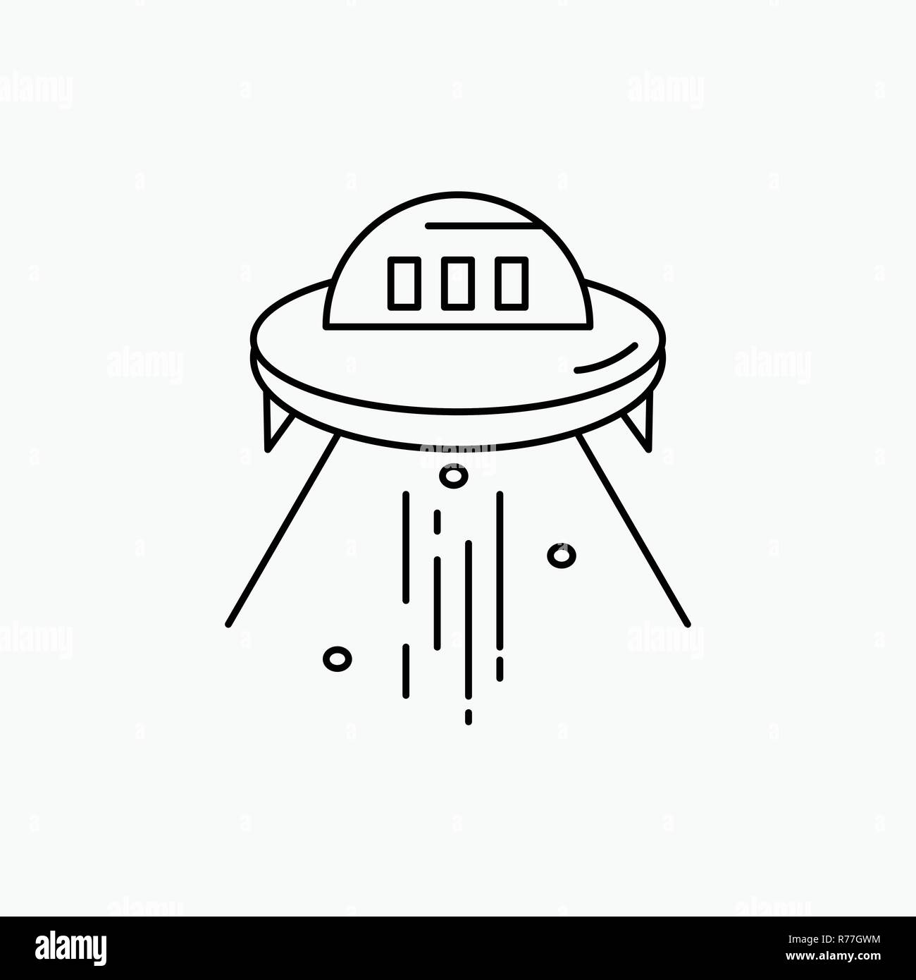 Space Ship, Raum, Schiff, Rakete, Alien Symbol Leitung. Vektor isoliert Abbildung Stock Vektor