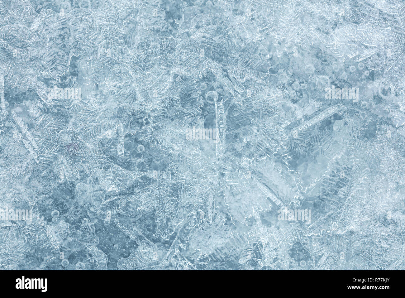 Zugefrorenen Fluss Oberfläche für Textur Hintergrund. Schmelzende Textur closeup Stockfoto