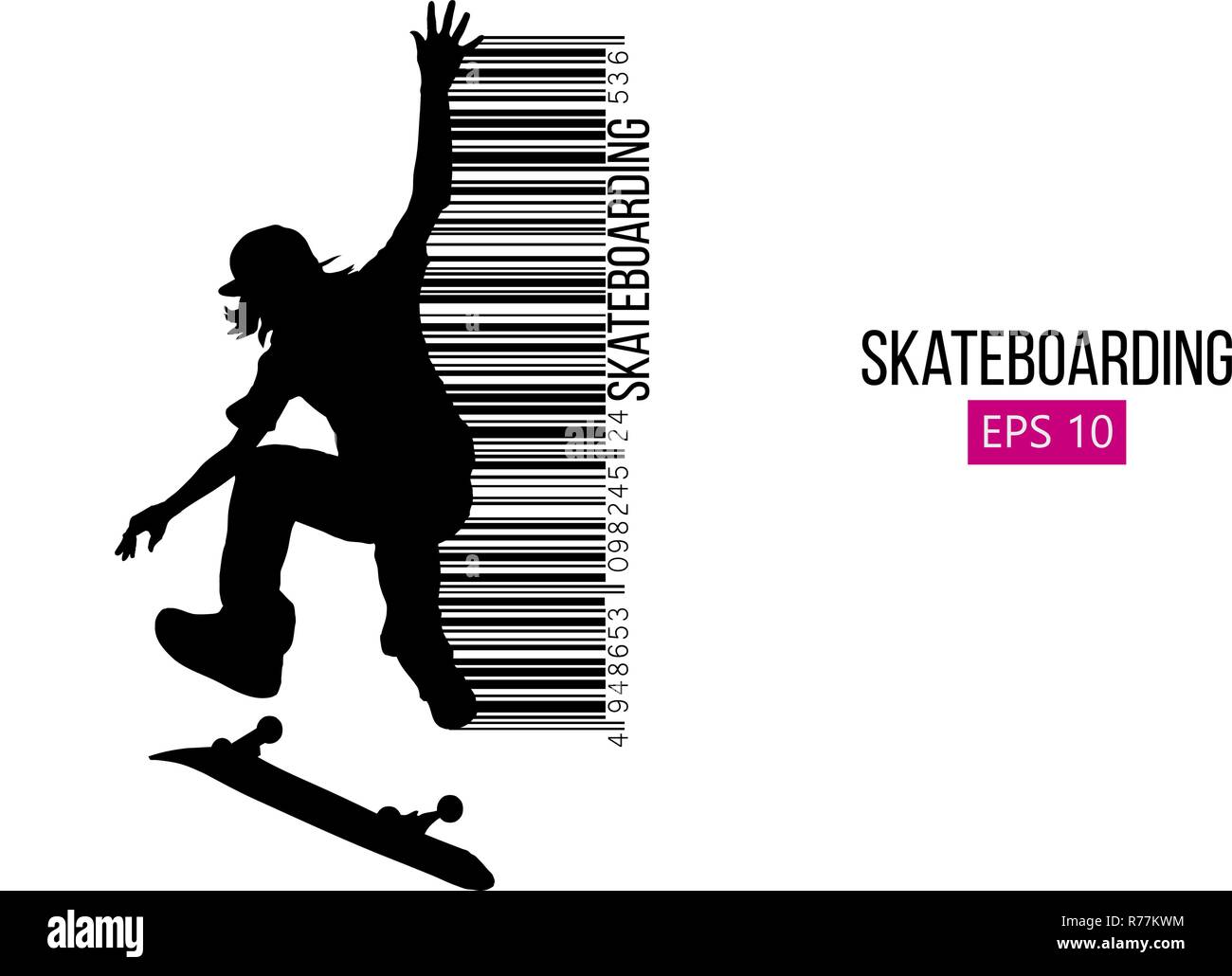 Silhouette einer Skateboarder. Vector Illustration Stock Vektor