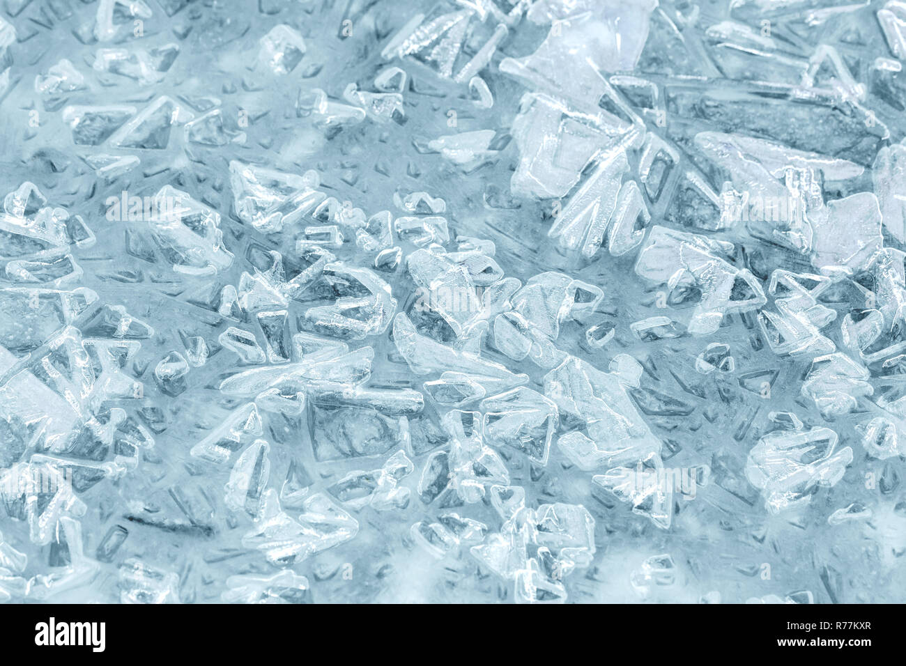 Struktur der crystal Cold Ice Oberfläche. Gefrorenen See im Winter, strukturierten Hintergrund Stockfoto
