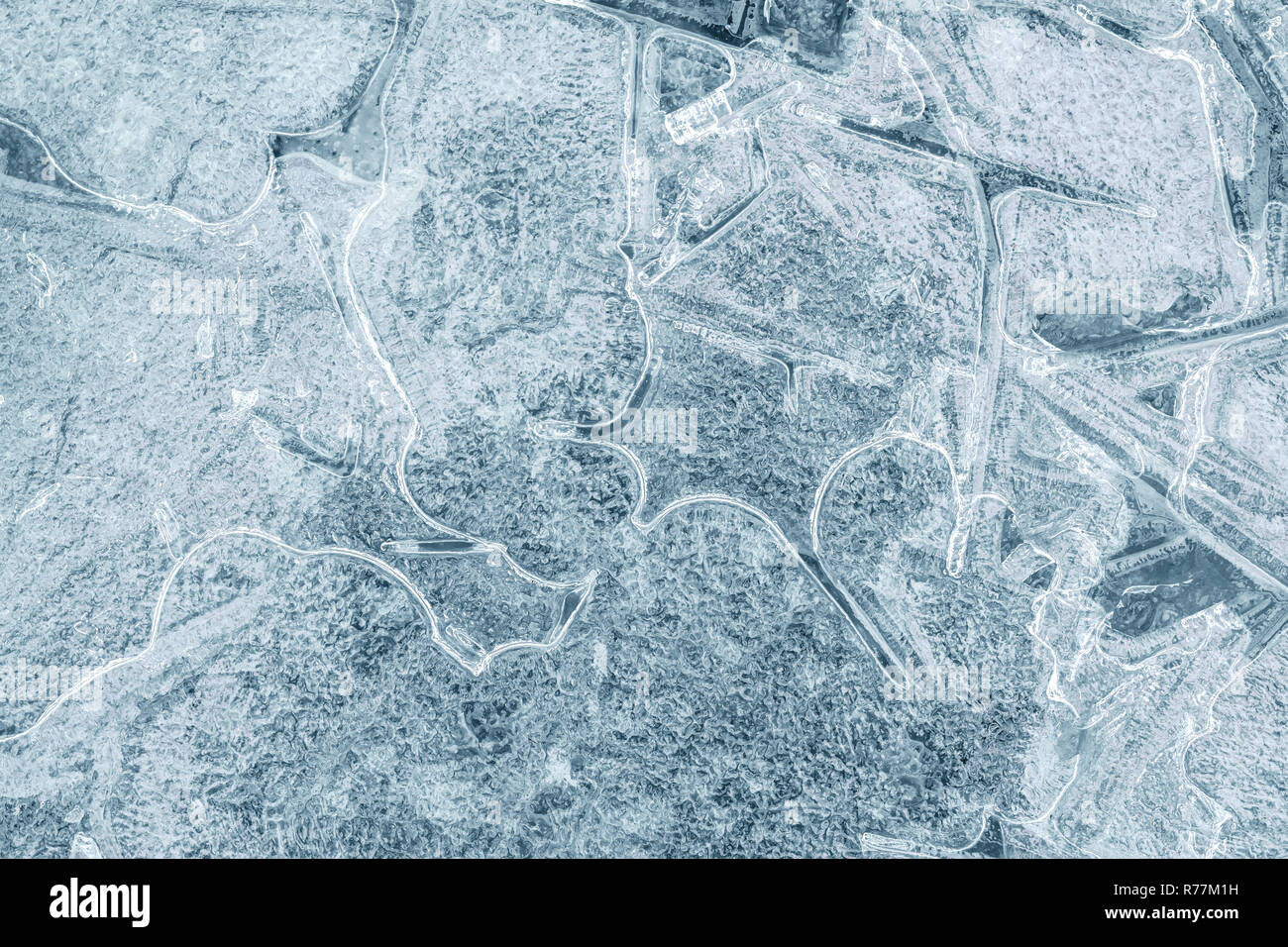 Winter strukturierten Hintergrund der schmelzenden Eisblock, Makro anzeigen Stockfoto