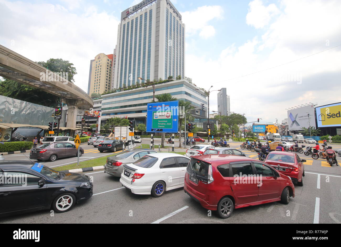 Stau in der Innenstadt von Kuala Lumpur Malaysia Stockfoto