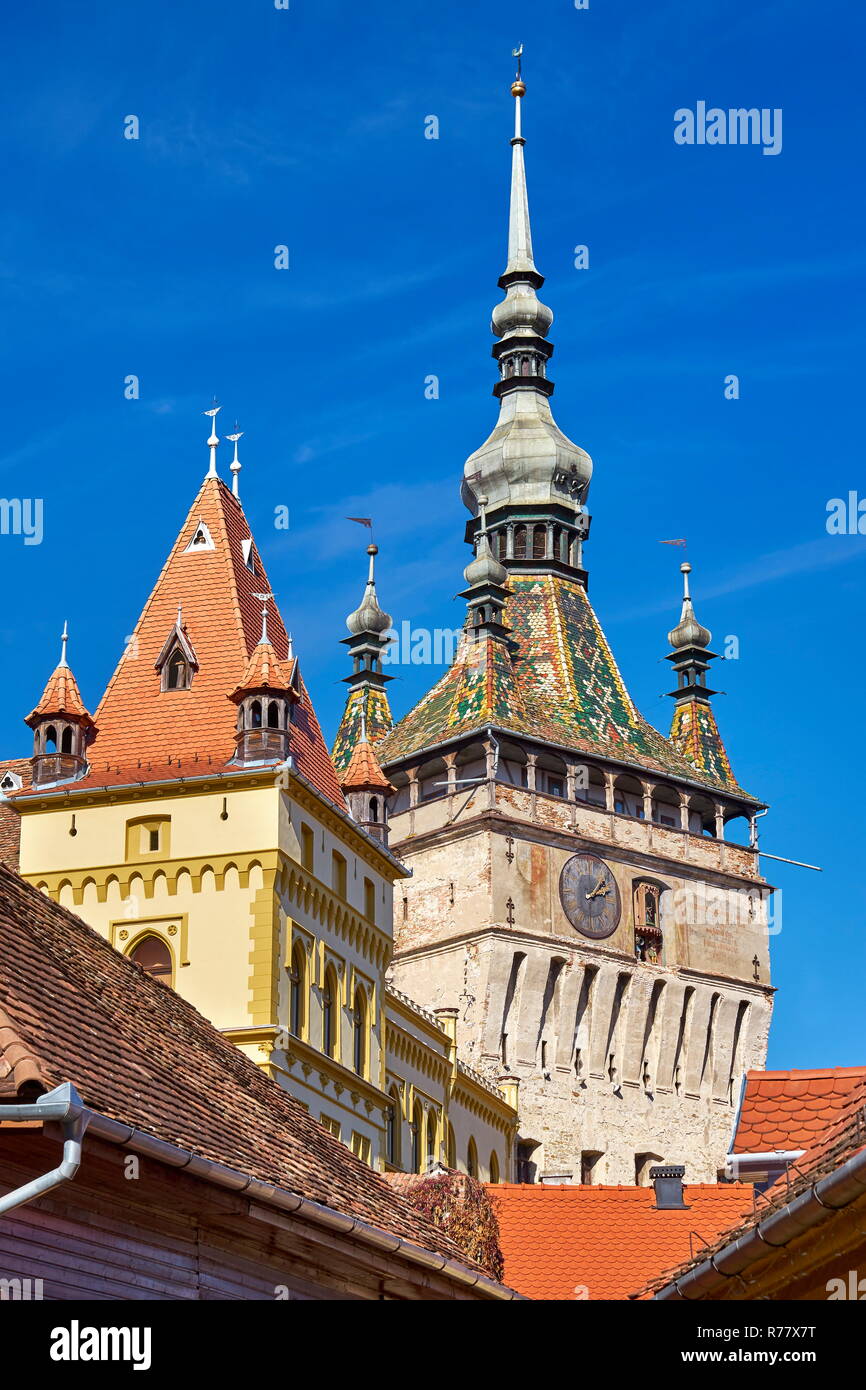Clock Tower, Sighisoara Altstadt, Siebenbürgen, Rumänien Stockfoto