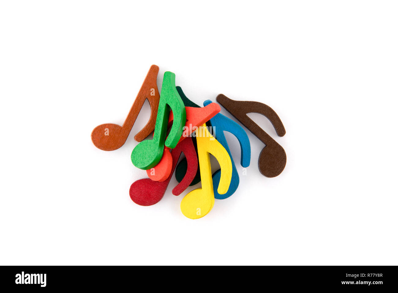 Bunte Noten auf weißem Hintergrund Stockfoto Bunte Noten auf weißem Hintergrund Stockfoto
