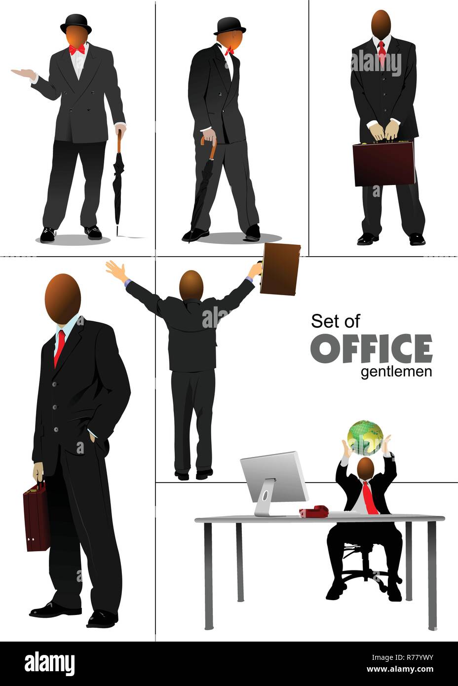 Große Reihe von Büro-Menschen-Silhouetten. Vektor-illustration Stock Vektor