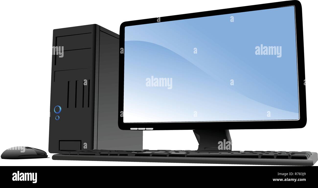 Vektor Illustration Der Desktop Pc Oder Server Station Mac Vektor
