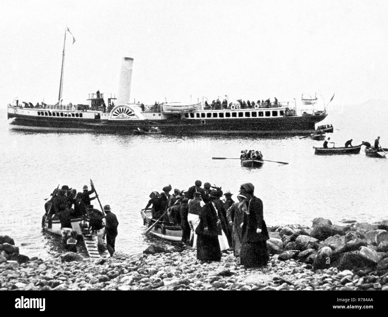 Landung von Steamer, Clovelly Stockfoto