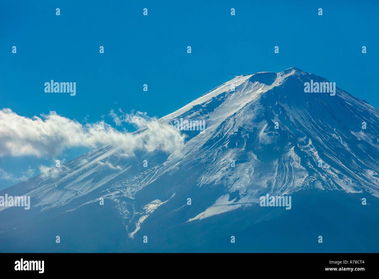 Mount Fuji schneebedeckten Nahaufnahme, fujisan Kawaguchiko Stockfoto