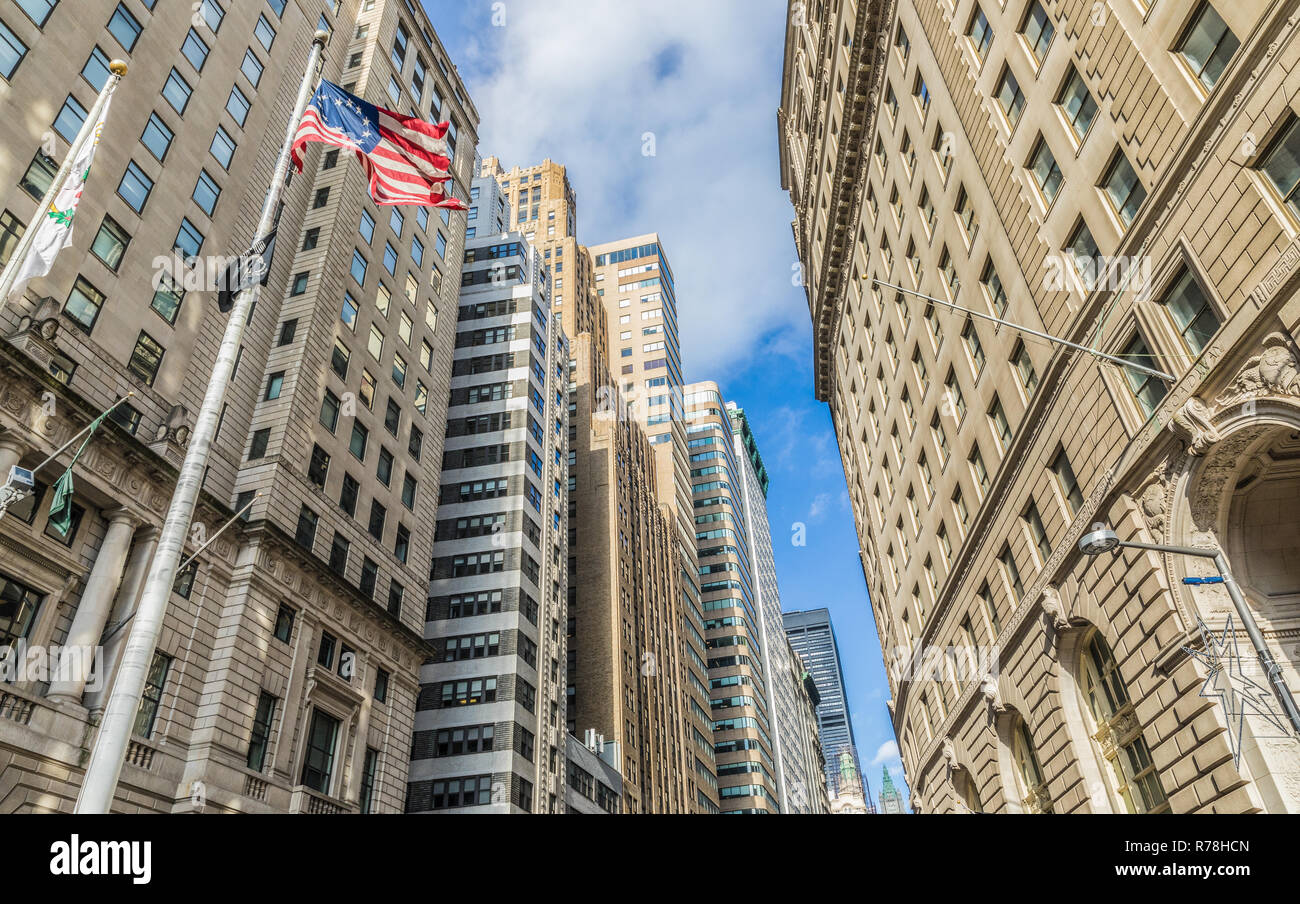 New York Wolkenkratzer in Manhattan. Winter Stockfoto