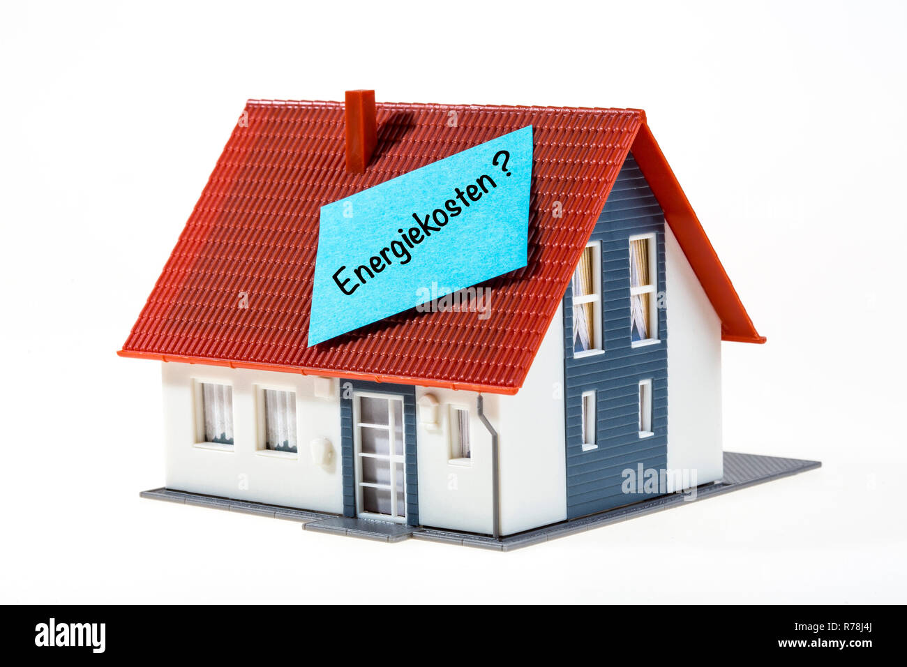 Symbol für Immobilien Energiekosten in deutscher Sprache Stockfoto