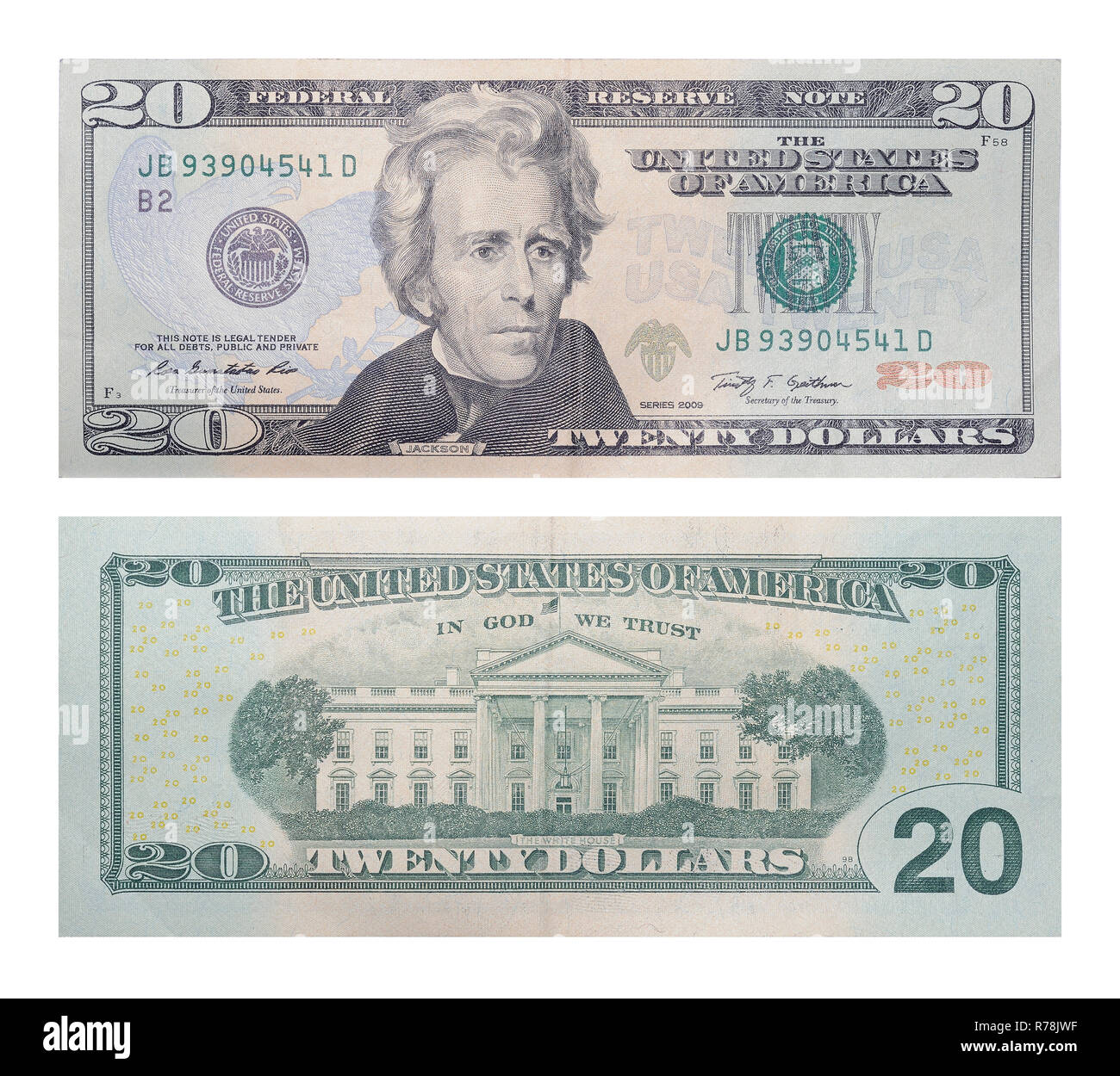 Neue 20 US-Dollar-banknote Stockfoto