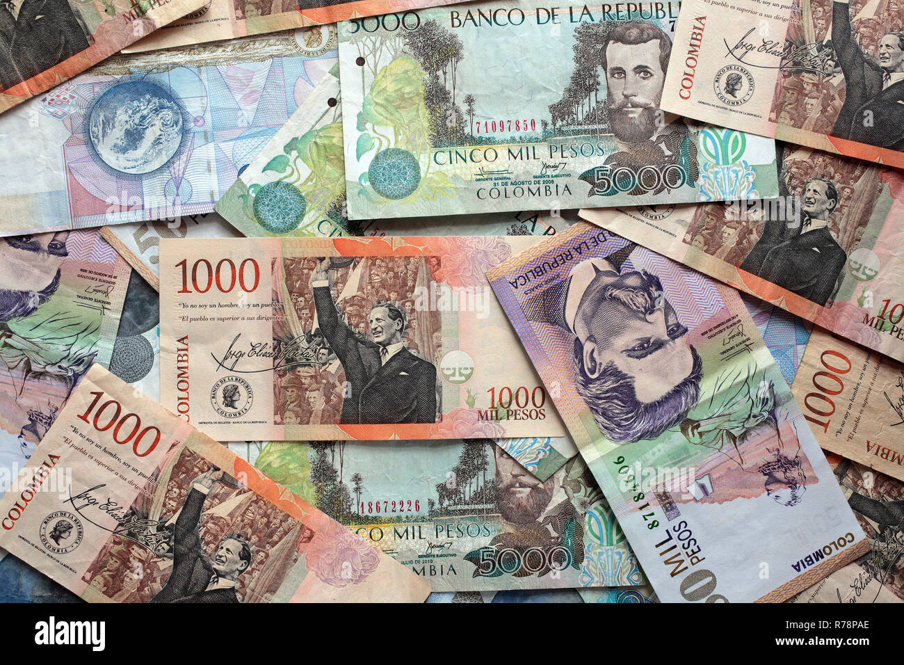 Pesos Rechnungen, Kolumbien Stockfoto
