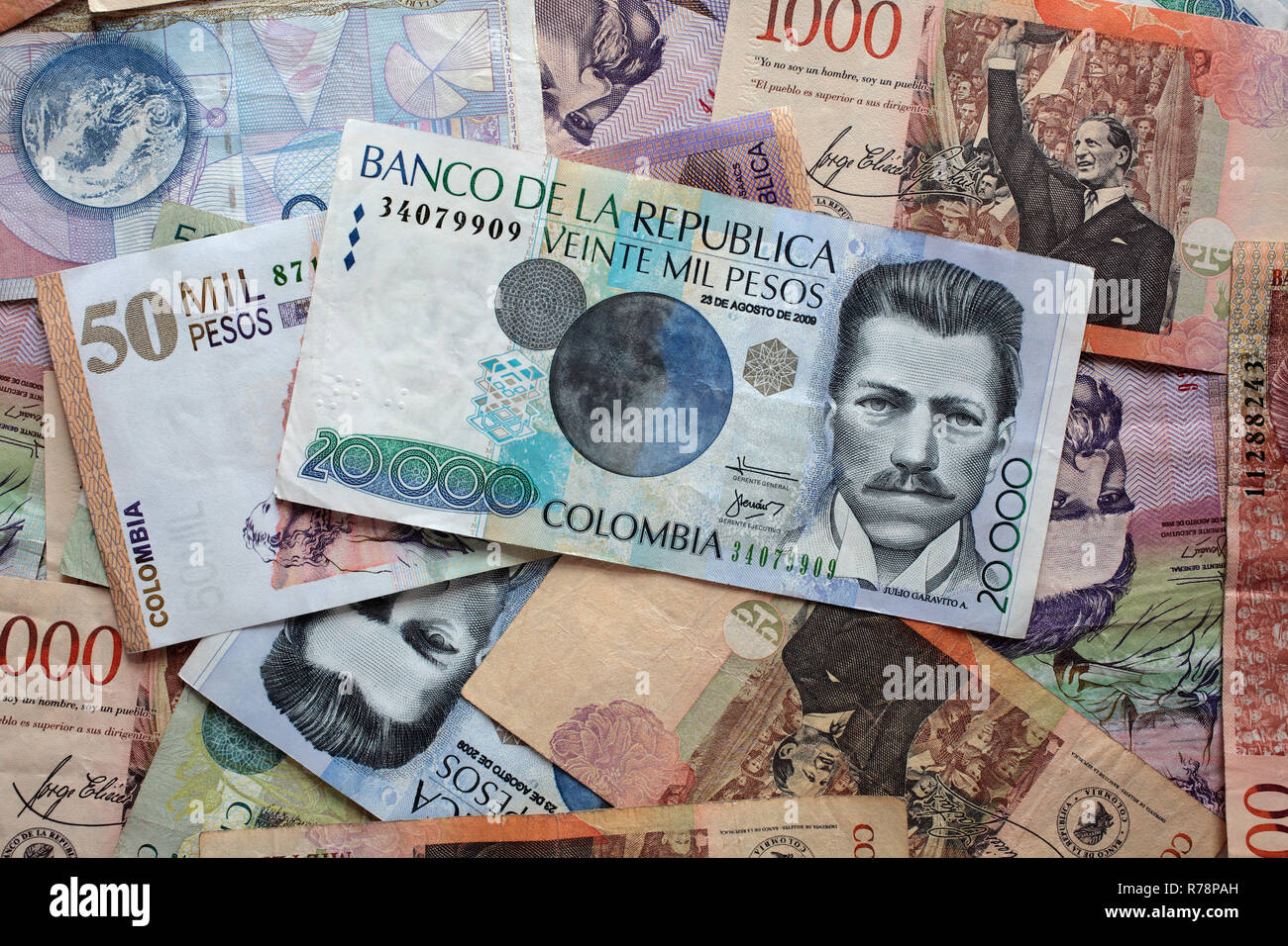 Pesos Rechnungen, Kolumbien Stockfoto