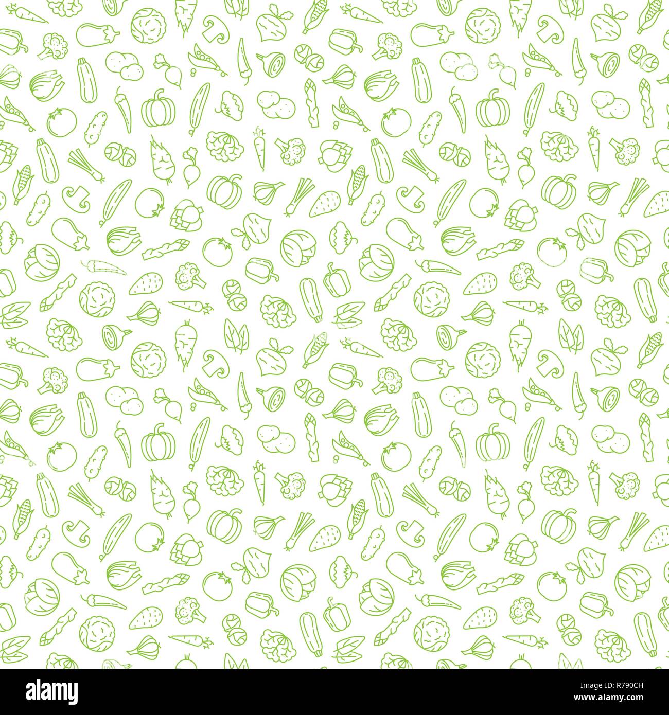Nahtlose Hintergrund mit verschiedenen pflanzlichen Icons, grüne Symbole auf transparentem Hintergrund Vector Illustration Stock Vektor
