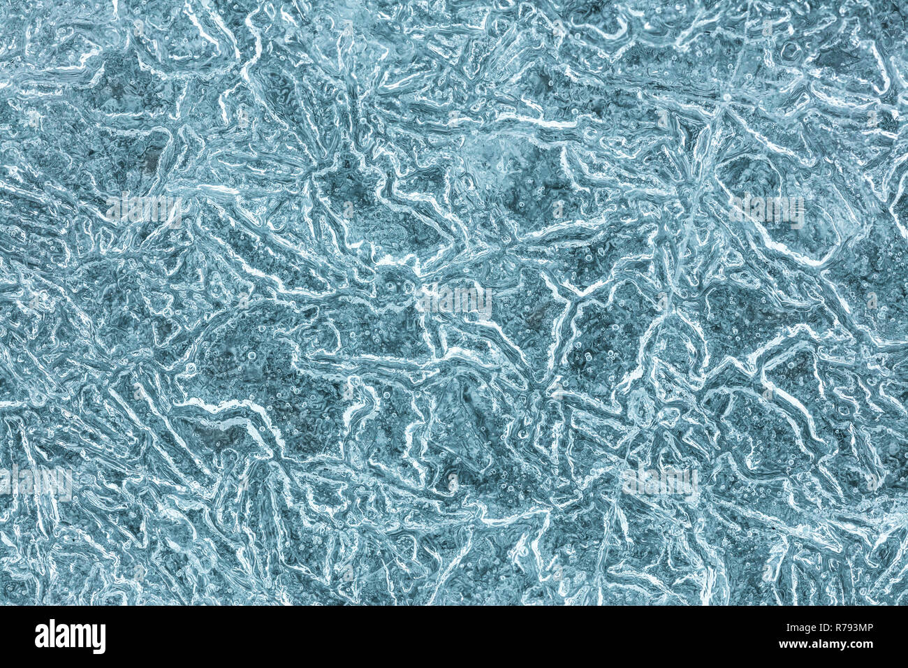 Crystal Ice Muster für Textur Hintergrund. Kalte Winter Textur, Makro anzeigen Stockfoto