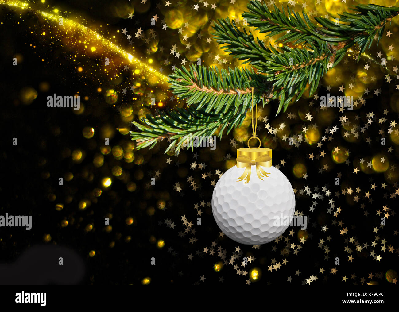 Golf christmas ball hängen an der Tanne Zweig Stockfoto