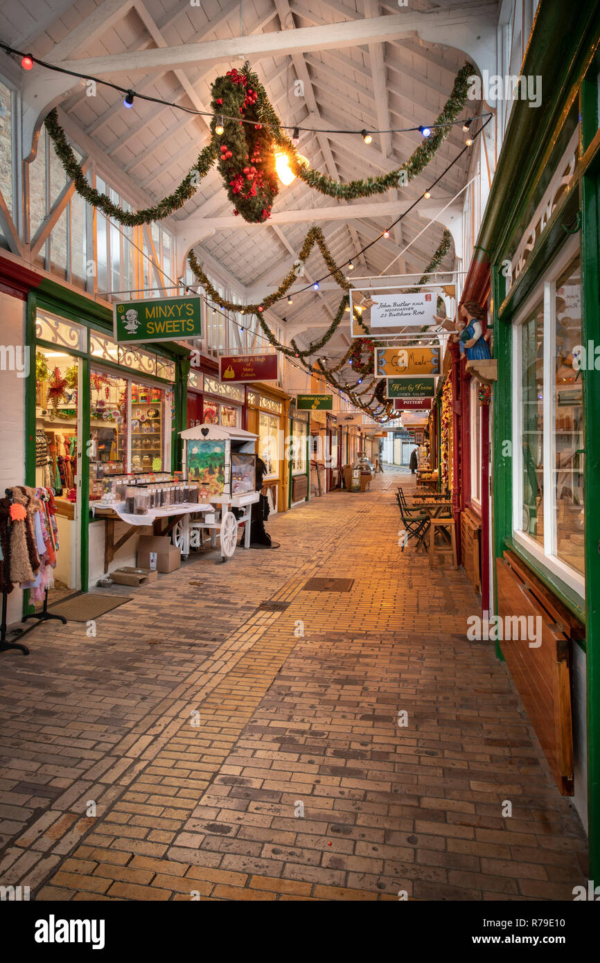Die historische Pannier Market in Bideford wurde 1884 erbaut der Fischmarkt, Metzgerei Stände und Corn Exchange. Die Bauern Ehefrauen brachten Produ Stockfoto