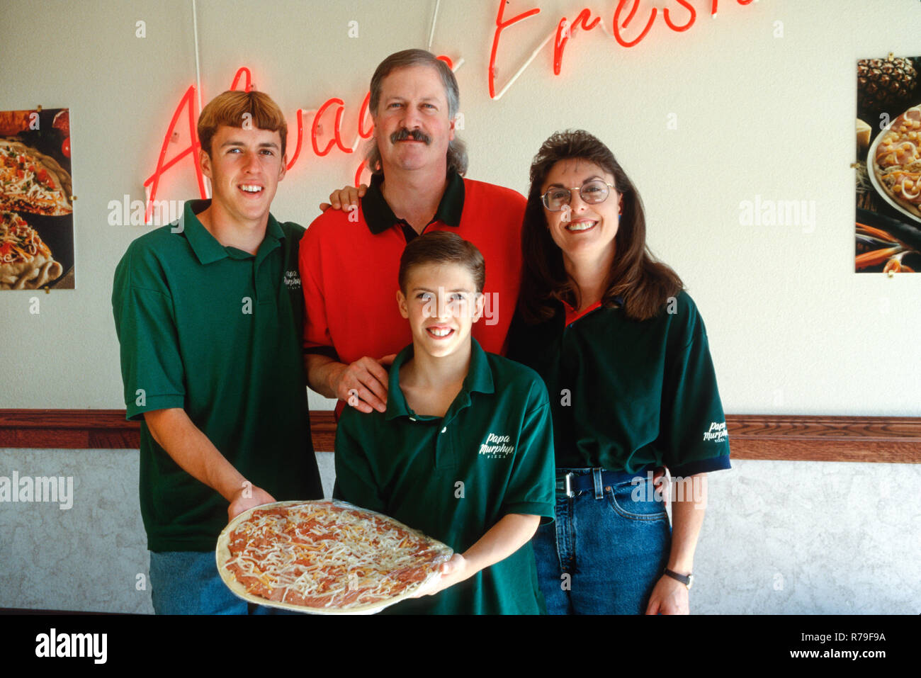Familiär geführtes Pizza Shop, USA Stockfoto