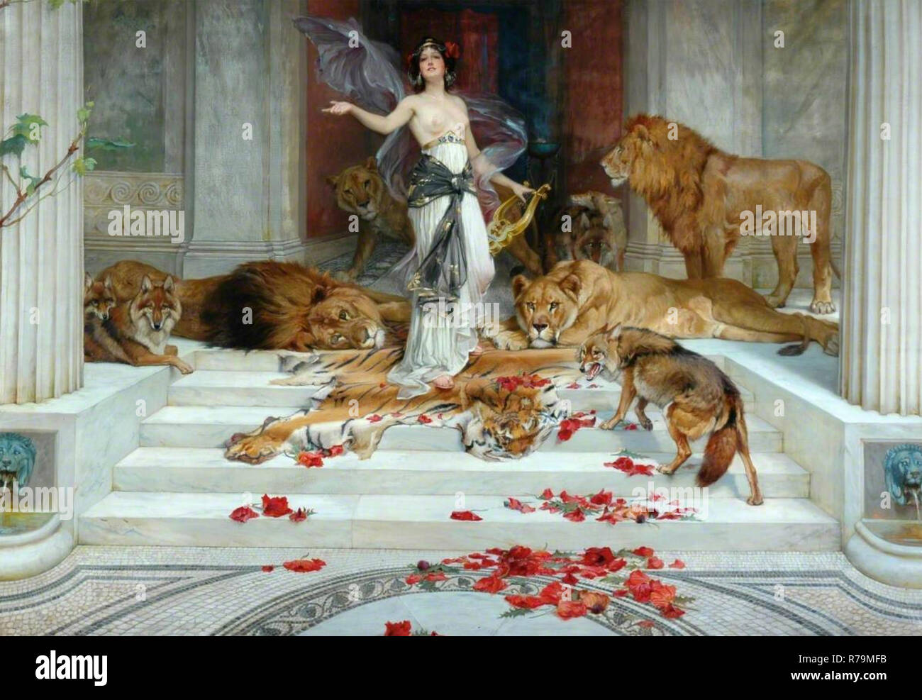 CIRCE verwandelt sie Feinde in wilde Tiere. Ein 1889 Gemälde von englischen Künstler Wright Barker Stockfoto