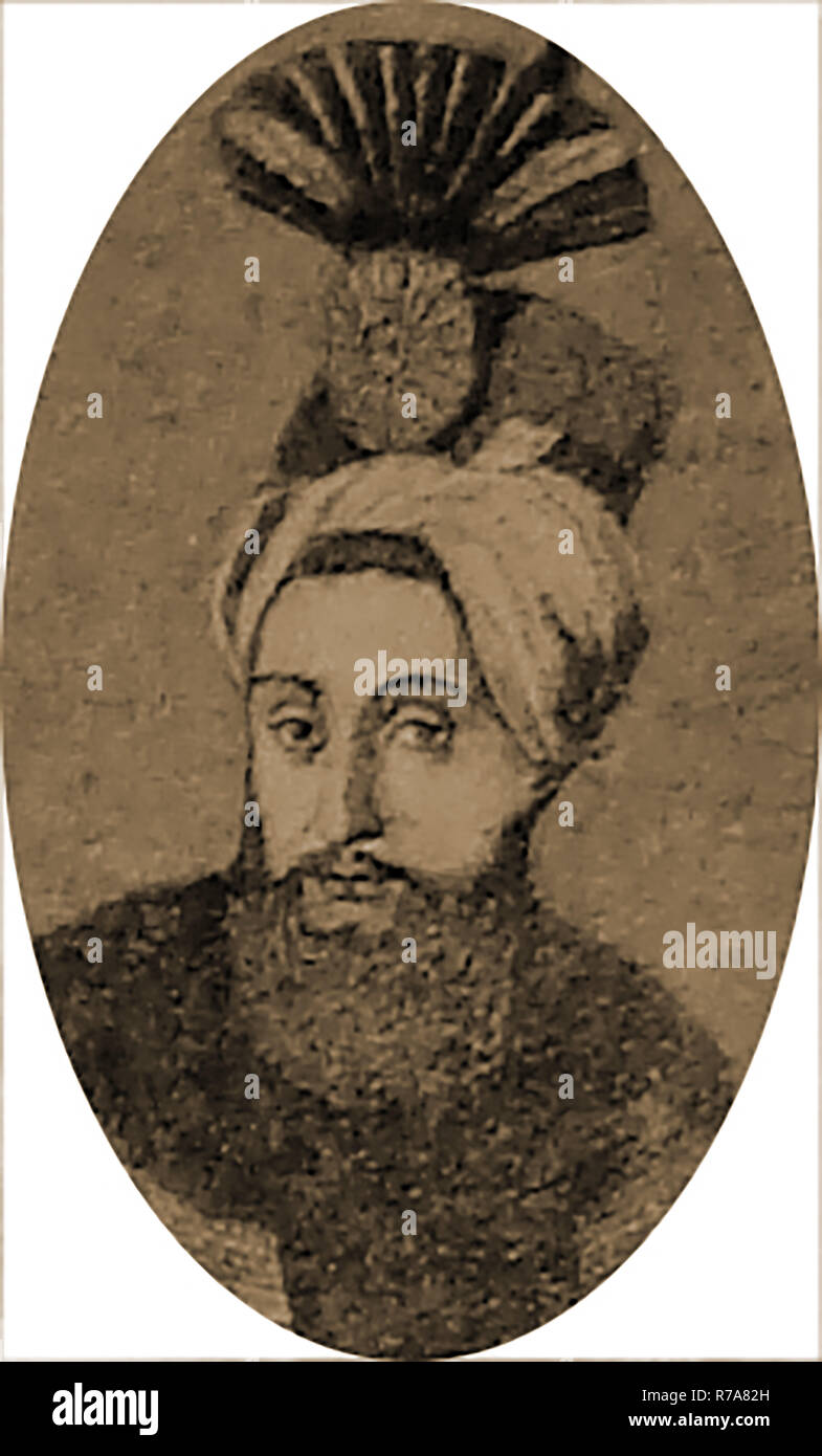 Eine historische alte Porträt Porträt des Kaisers Selim III (1761-1801) Sultan der Türkei, der Kalif des Islam, Amir al-Mu'minin, Sultan des Osmanischen Reiches, Kayser-i Rûm, Hüter der beiden heiligen Moscheen. 1808 ermordet wurde. Stockfoto