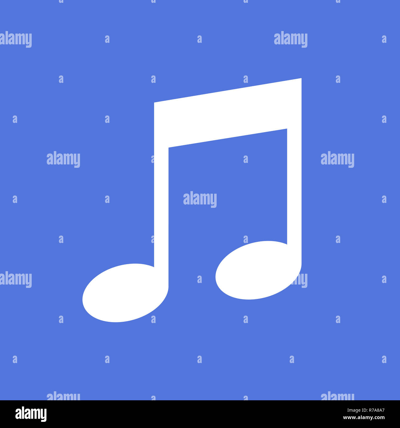 Symbol Musiknote auf blauem Hintergrund Stockfoto