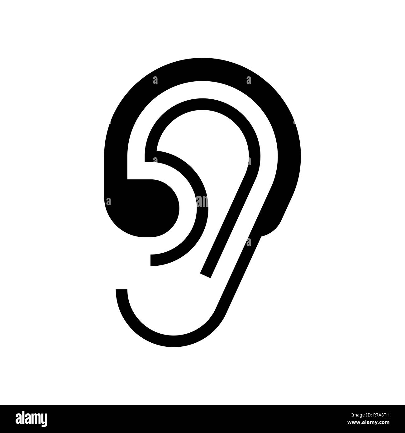 Hörgerät Symbol auf weißem Hintergrund Stockfoto