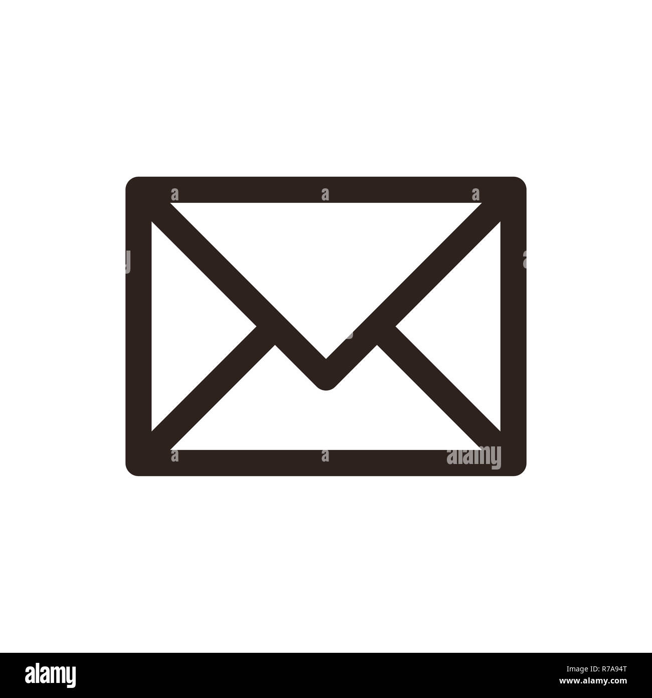 Auf das Symbol "Mail". Umschlag Zeichen auf weißem Hintergrund Stockfoto