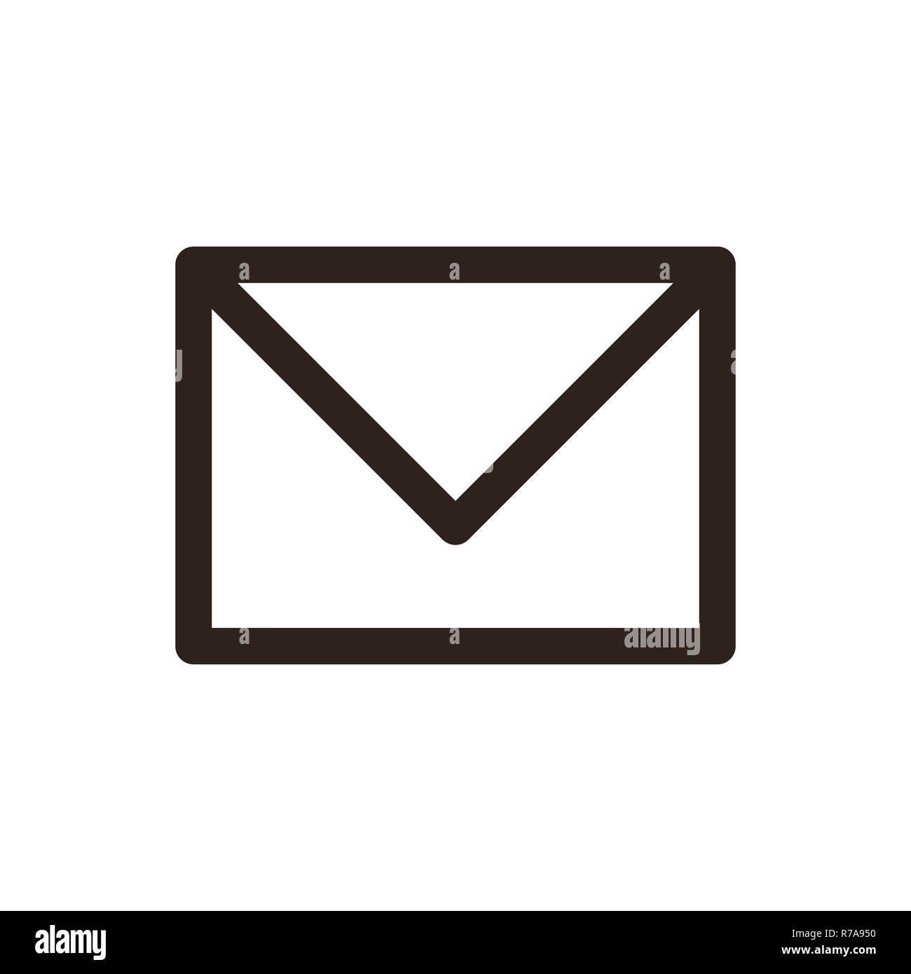 Auf das Symbol "Mail". Umschlag Zeichen auf weißem Hintergrund Stockfoto