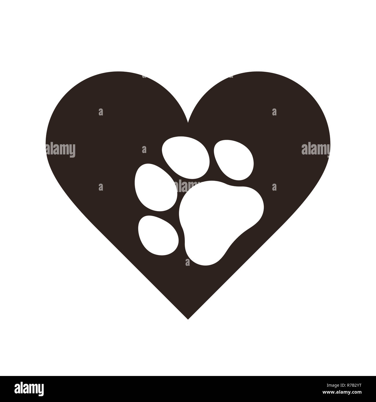 Pet Pfotenabdruck In Herz Auf Weissem Hintergrund Stockfotografie Alamy
