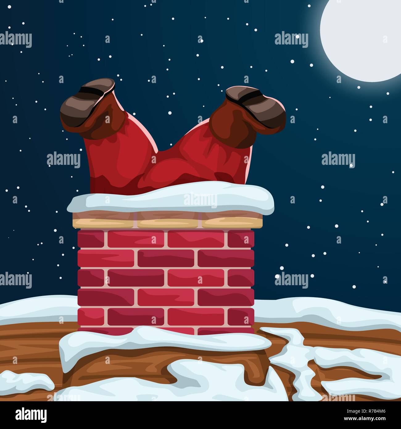 Weihnachtsmann stecken isoliert. Beine Santa im Schornstein Weihnachtsmann stecken isoliert. Beine Santa im Schornstein