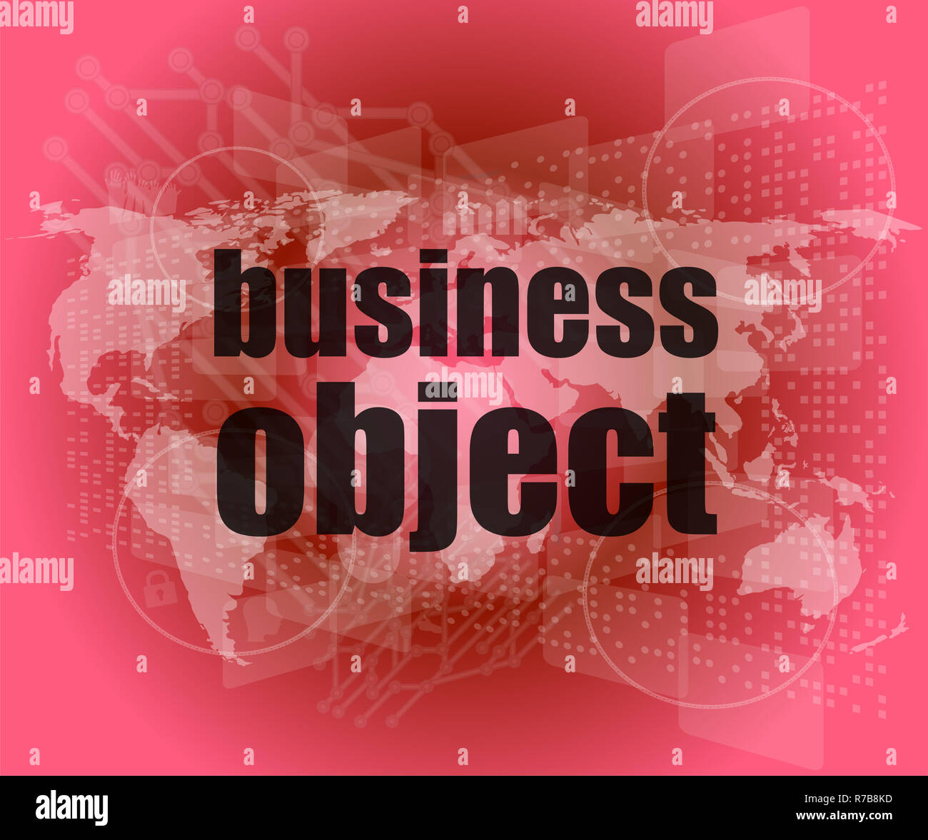 Business Objekt Wort auf dem digitalen Bildschirm, Mission Control-Interface Hallo Technologie Stockfoto