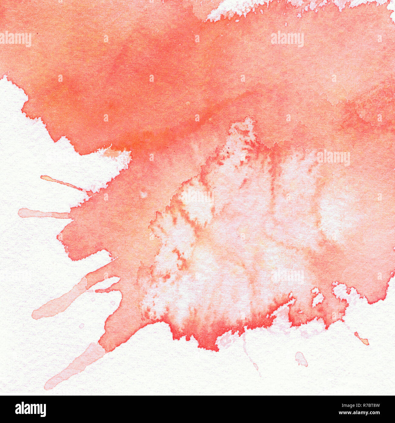 Pantone 16-1546, lebende Korallen Farbe, Farbe des Jahres 2019, Aquarell Bild.. Stockfoto