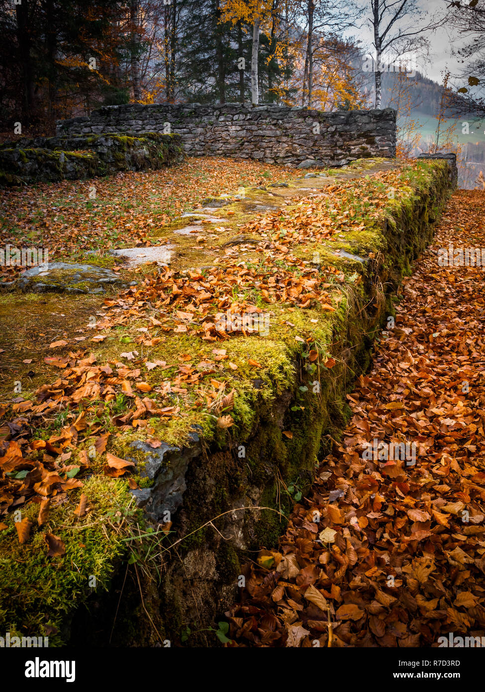 Auf der Pongauer Burg über Bischofshofen im Herbst Stockfoto