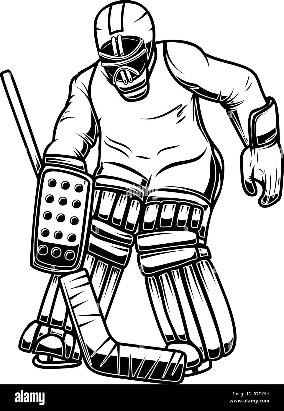 Abbildung: Hockey Torwart. Design Element für Logo, Label, Emblem, Zeichen, Poster, Banner, T-Shirt. Vektorbild Stock Vektor