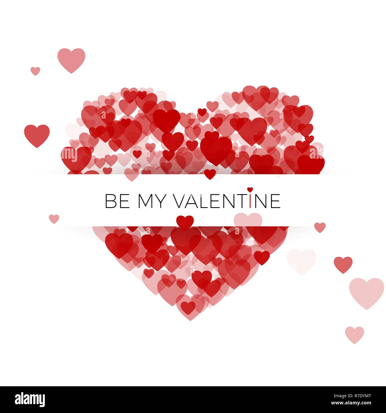Happy Valentine's Day Grußkarte Abdeckung Vorlage. Herz Rahmen mit Label. Herz, bestehend aus einer Vielzahl von Herzen mit Platz für Text. Vektor illu Stock Vektor