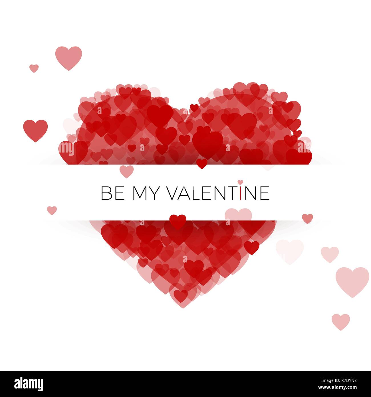 Happy Valentine's Day Grußkarte Abdeckung Vorlage. Herz Rahmen mit Label. Herz, bestehend aus einer Vielzahl von Herzen mit Platz für Text. Urlaub Dez Stock Vektor