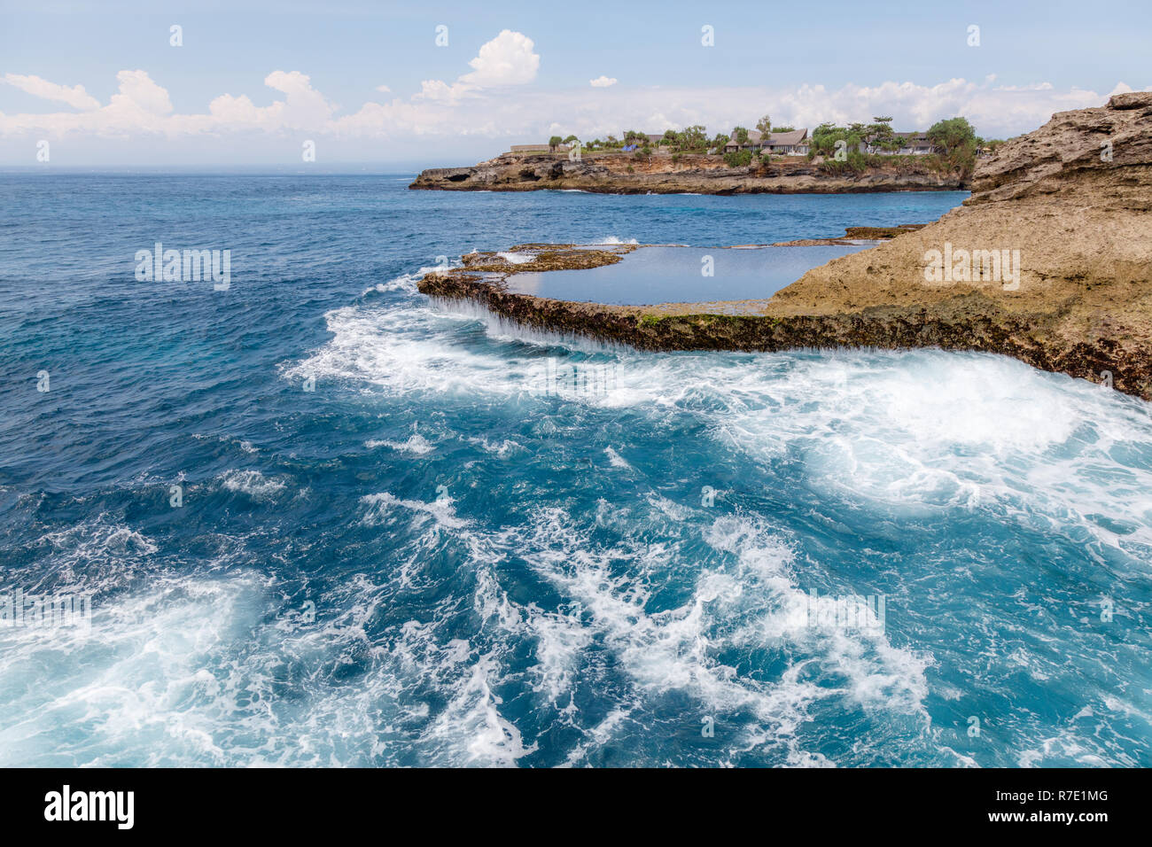 Teufel Tränen, Blow Holes am Sunset Point, Nusa Lembongan, Indonesien Stockfoto