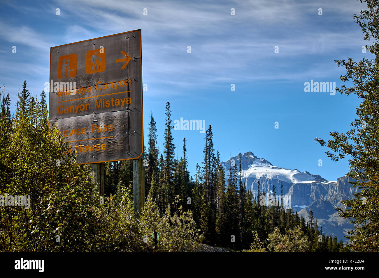 Zeichen, Mistaya Canyon, Rocky Mountains, Kanada Stockfoto