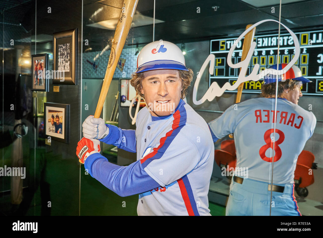 MONTREAL, KANADA - 23. SEPTEMBER 2018: Gary Carter American Professional baseball Catcher. Wachsfigurenkabinett Musée Grévin in Montreal, Quebec, Kanada Stockfoto